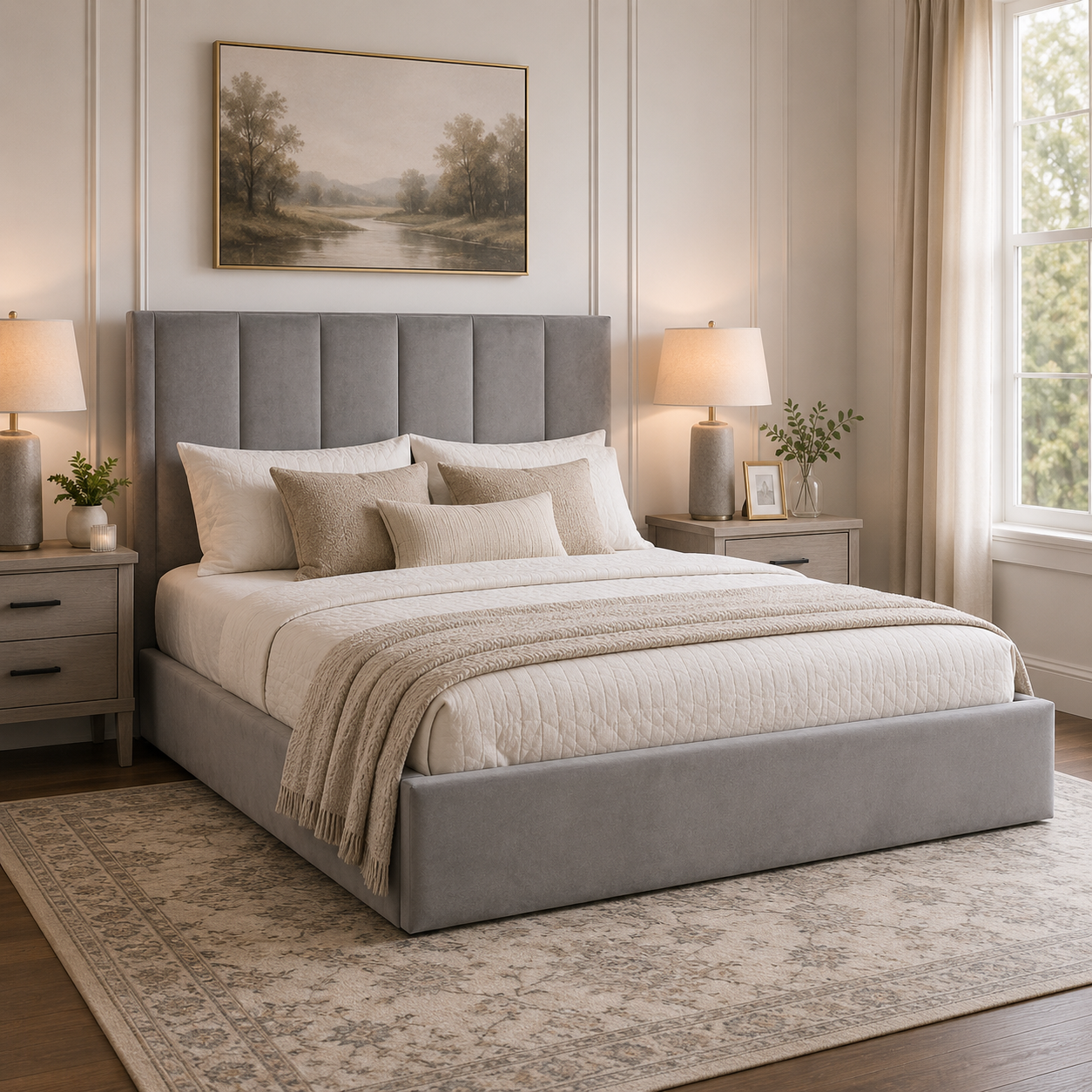 Grey Velvet King Size 5ft Bed