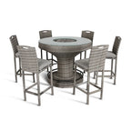 Cambridge Aluminium frame Round Bar Set with Ice Bucket in Stone Browne Grey Weave