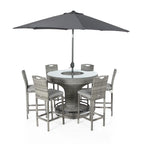 Cambridge Aluminium frame Round Bar Set with Ice Bucket in Stone Browne Grey Weave