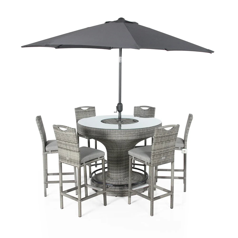Cambridge Aluminium frame Round Bar Set with Ice Bucket in Stone Browne Grey Weave