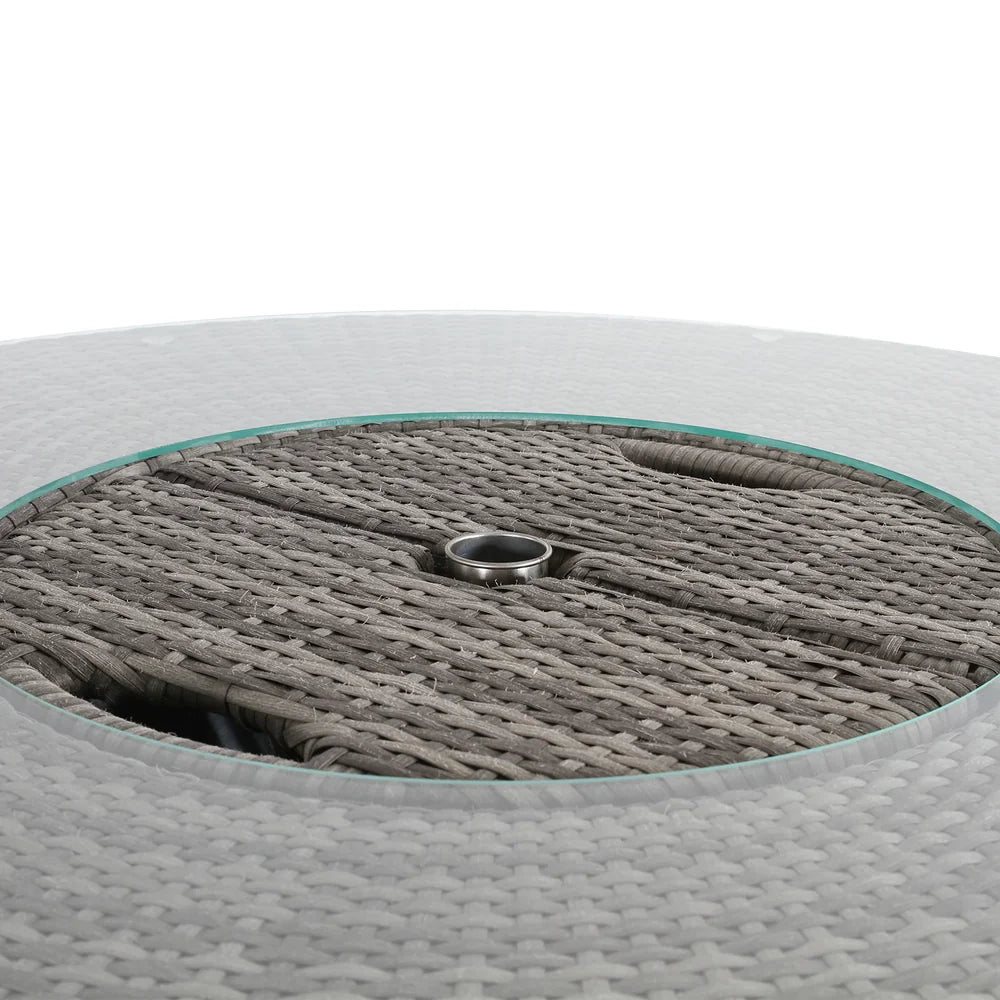 Cambridge Aluminium frame Round Bar Set with Ice Bucket in Stone Browne Grey Weave