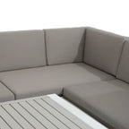 Roma Range Right Hand Corner Sofa Set in white Aluminium Frame with Grey Cushions
