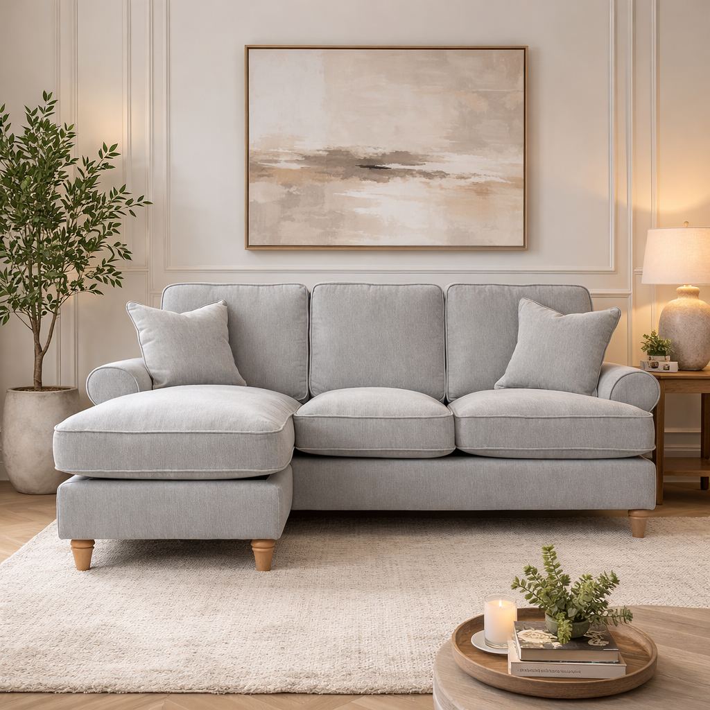 Left Hand Chaise Sofa Manhattan Ice The Great Sofa Company | Victoria | Bromfield | Lola | Alfie | Mari | Longfellow | Duresta Style