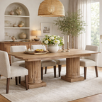 Wooden Column Rectangular Dining Table 220cm