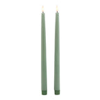 Luxe Collection S/2 Sage LED Wax Dinner Candles