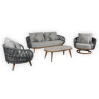 Luna Range White & Anthracite Rope Sofa Set | Premium Outdoor Lounge Furniture