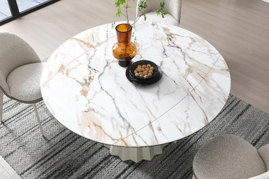 Skye Extending Dining Table Champagne & Sunset Vein