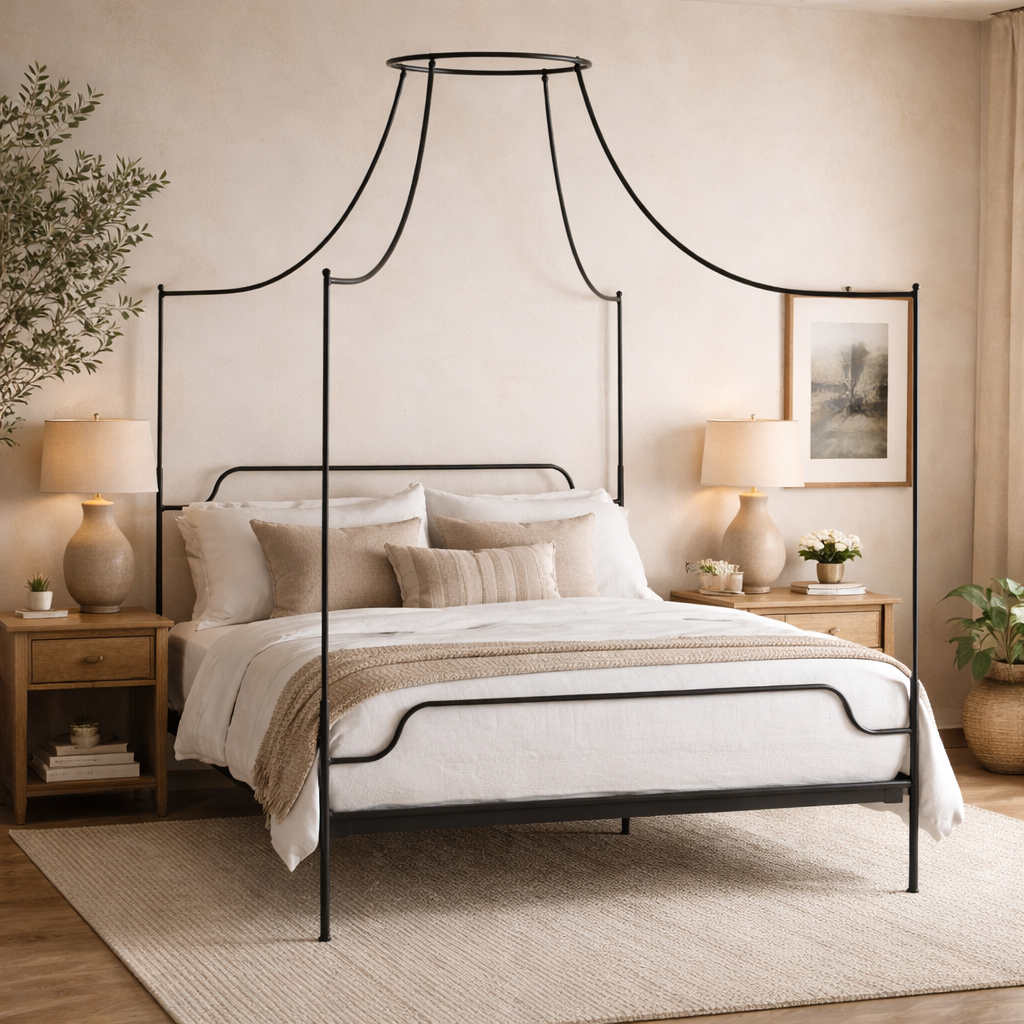 Black Iron 4ft6 Double Size Poster Bed