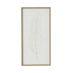 Large Quill White Feather Art Mounted In Beaded Frame