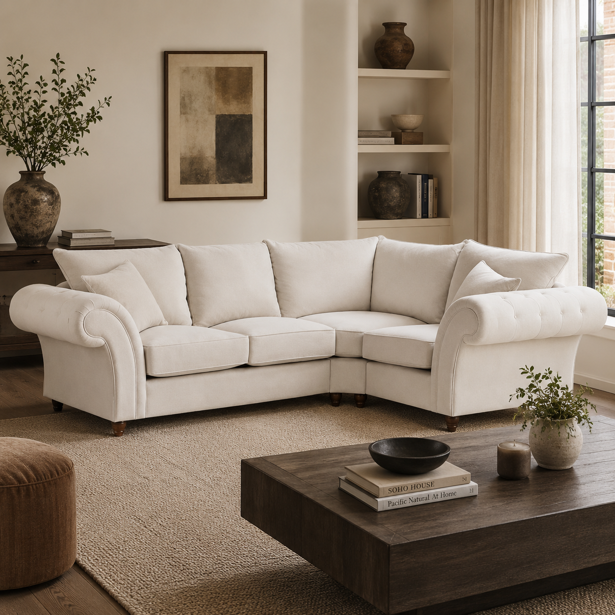Windsor Fullback Sofa Stone Right Hand Facing Corner