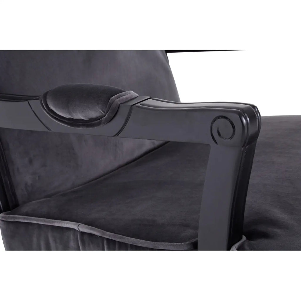 Rococo Grey Velvet Chair And Footstool