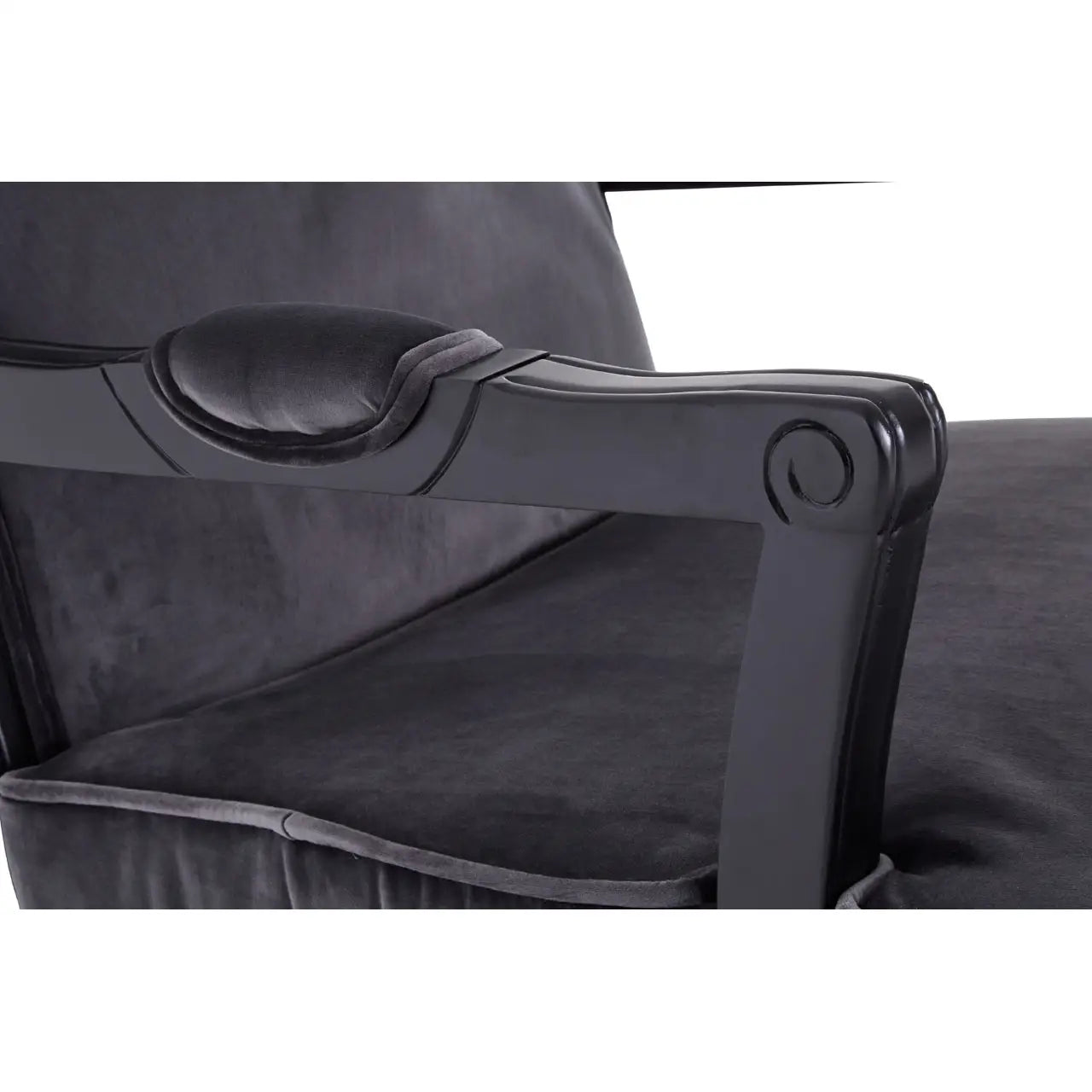 Rococo Grey Velvet Chair And Footstool