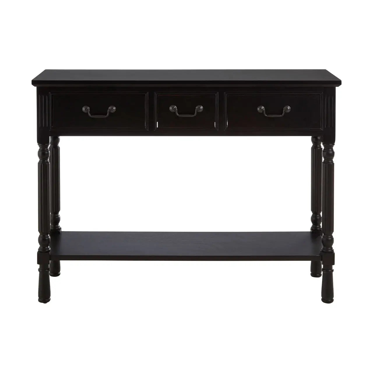 Heritage Three Drawer Vintage Black Console Table