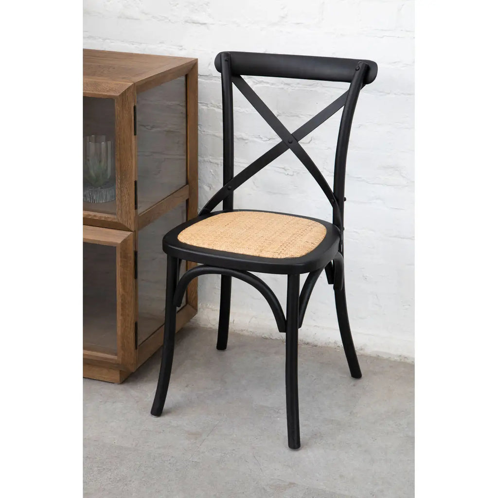 Lyon Black Oak Wood Chair with Weave Seat