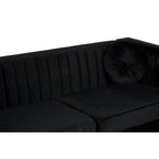 Farah Three Seater Black Velvet Sofa