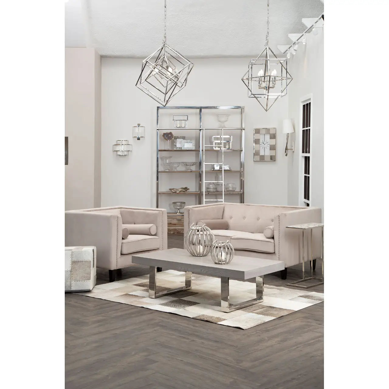 Felisa Two Seater Mink Velvet Sofa