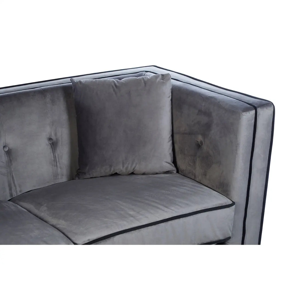 Ferris Grey Velvet 3 Seat Sofa