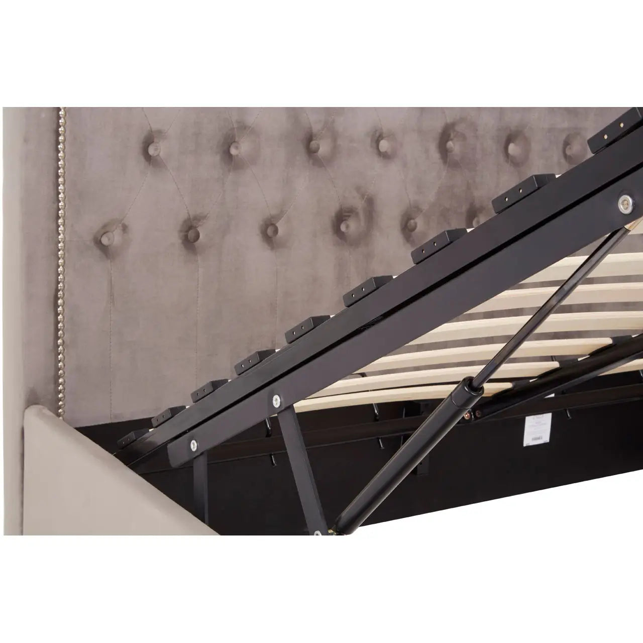 Hannah Grey Velvet Ottoman Bed Double