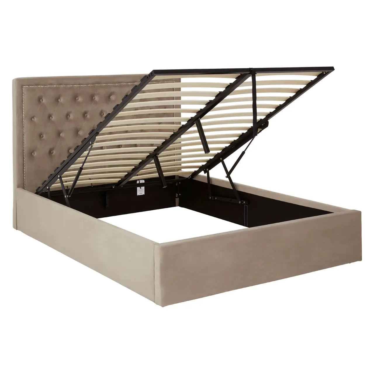 Hannah Mink Velvet Ottoman Double Bed