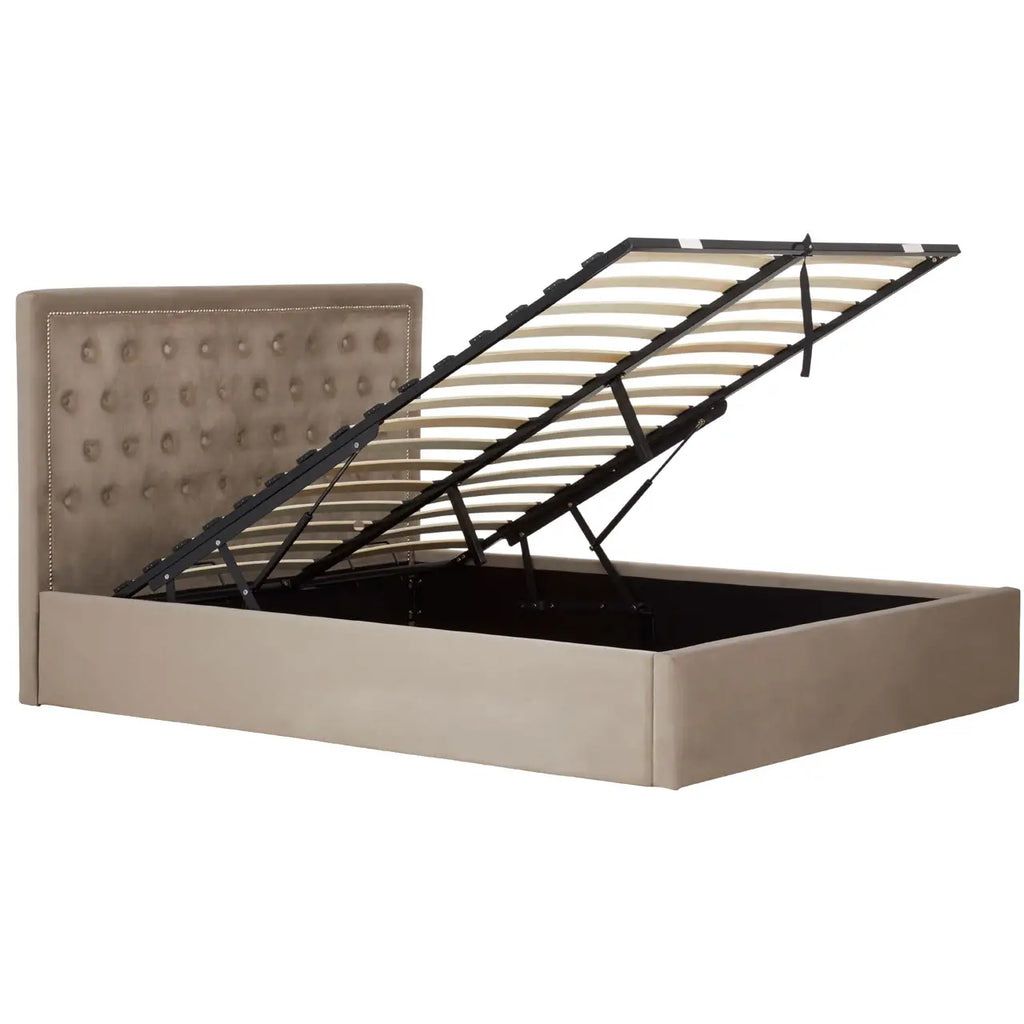 Hannah Mink Velvet Ottoman King Bed