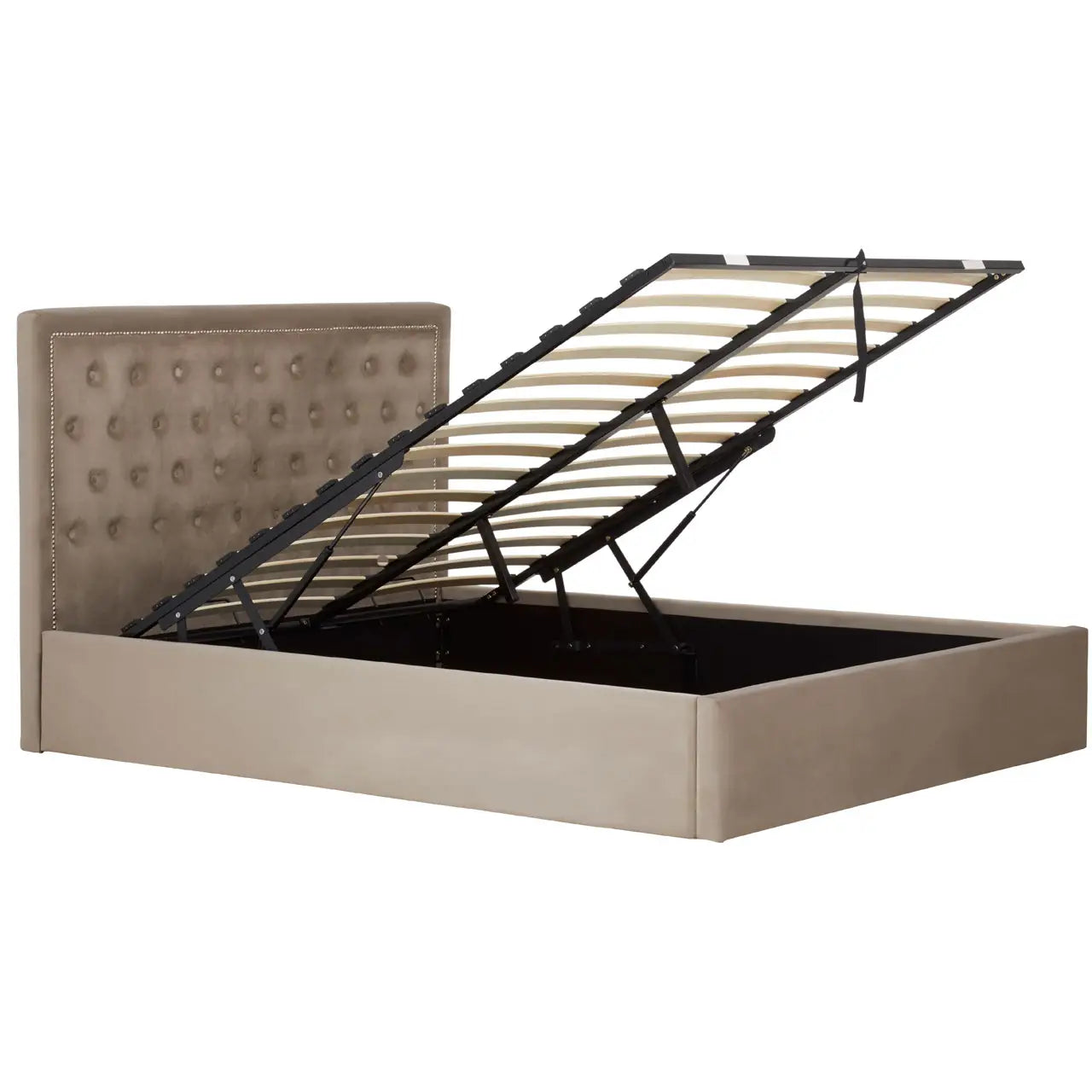 Hannah Mink Velvet Ottoman King Bed