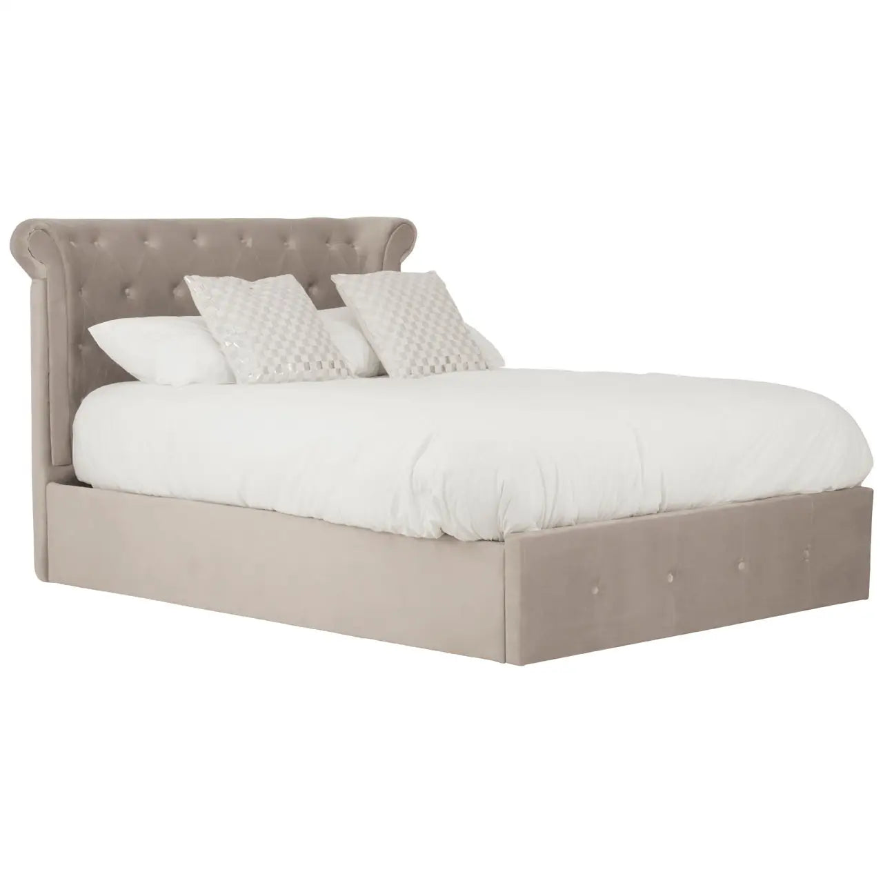 Edison Mink Velvet Ottoman Double Bed