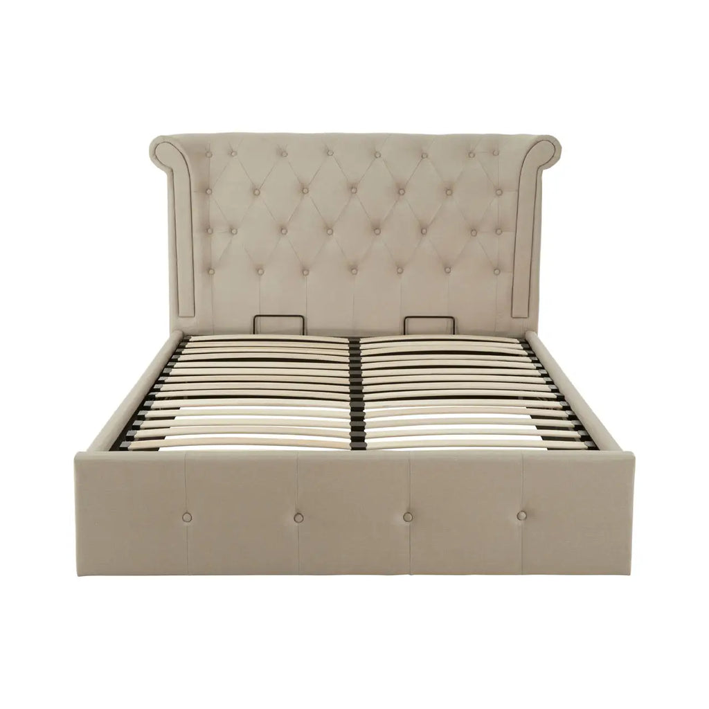 Edison Beige Double Ottoman Bed