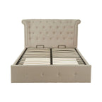 Edison Beige Double Ottoman Bed