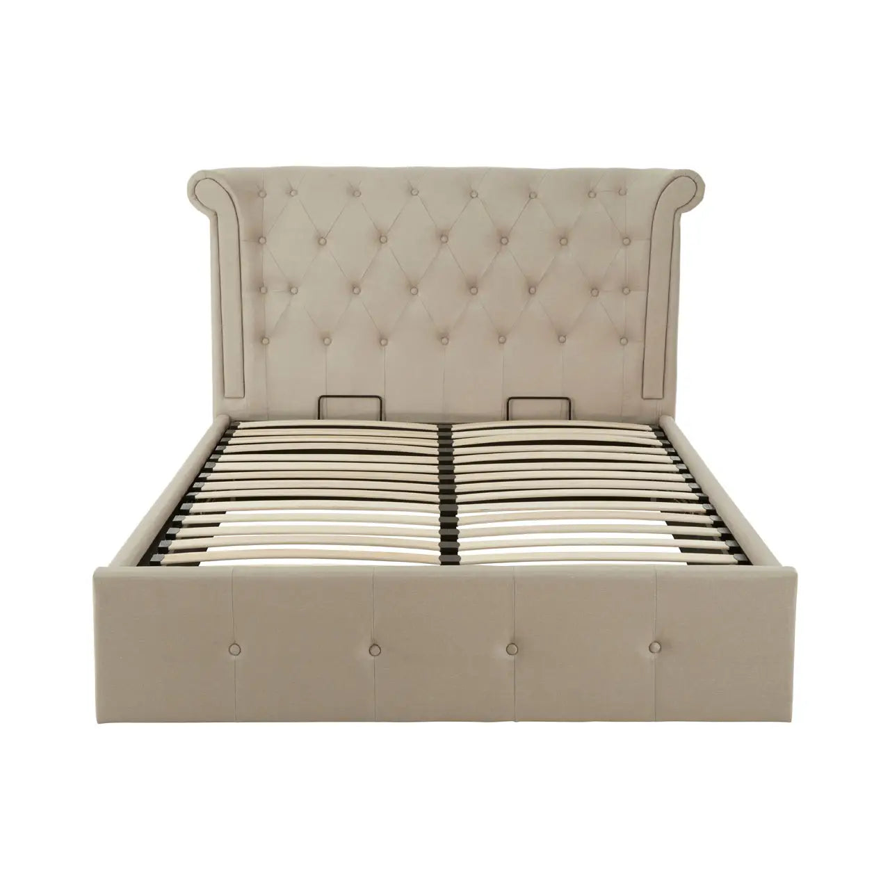 Edison Beige Double Ottoman Bed