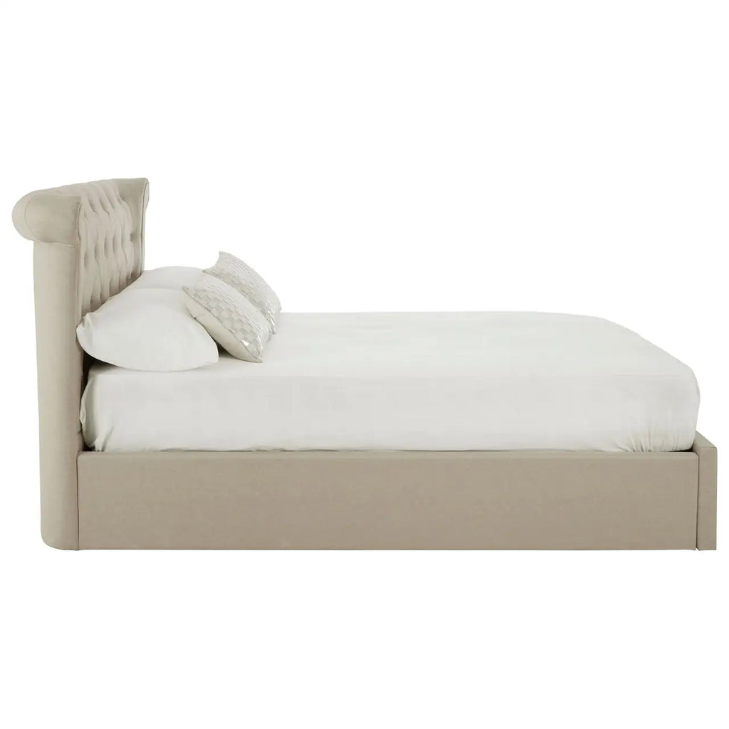 Edison Beige Double Ottoman Bed