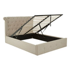 Edison Beige Double Ottoman Bed