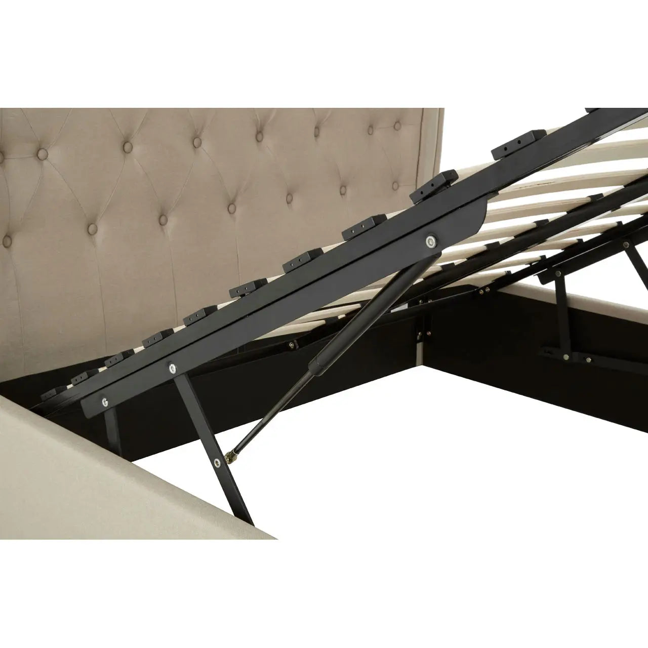 Edison Beige Double Ottoman Bed