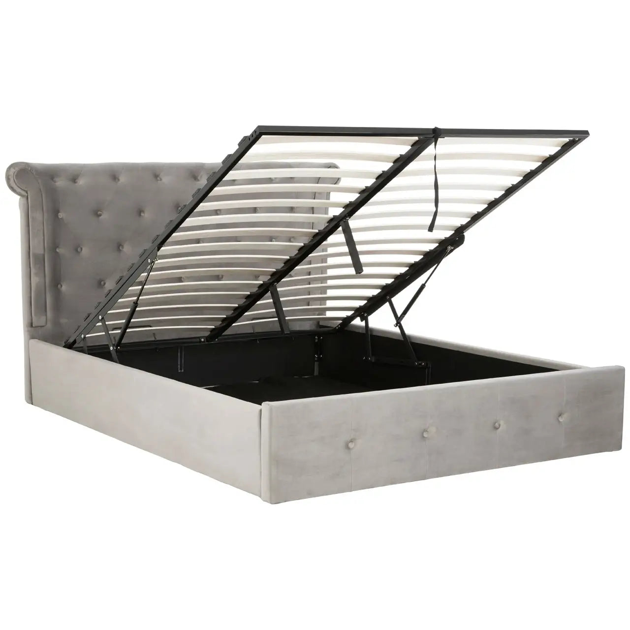 Edison Grey Brushed Velvet Ottoman King Bed