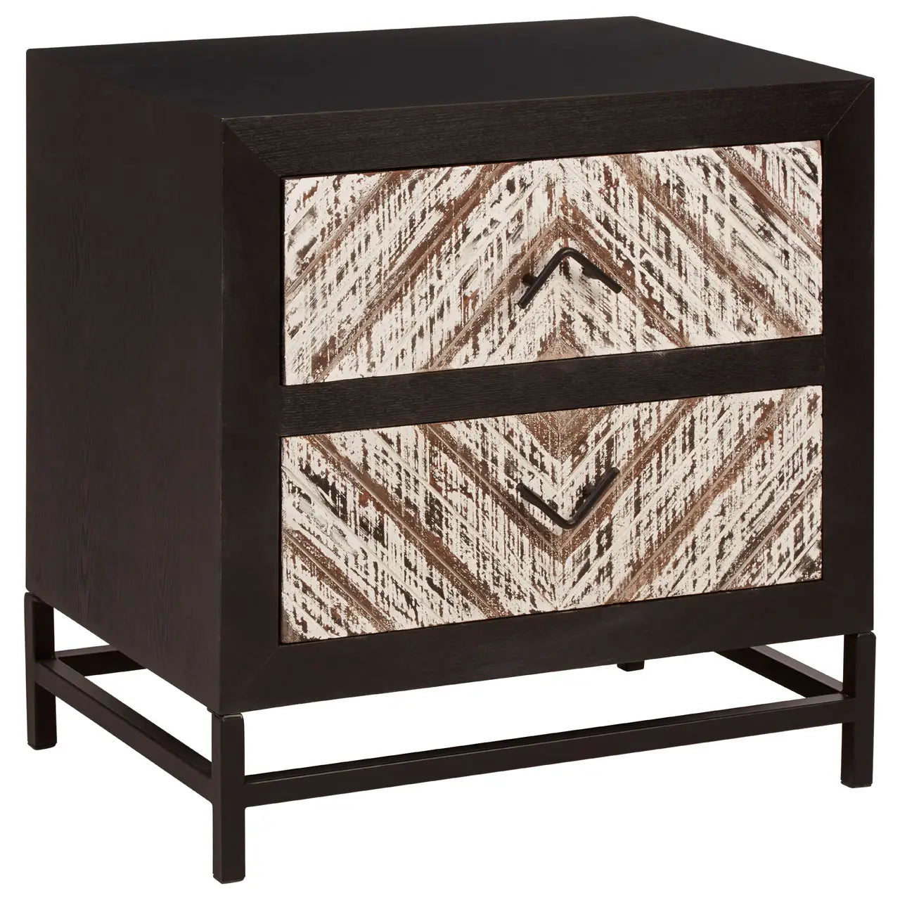Lombok Black 2 Drawer Bedside Table