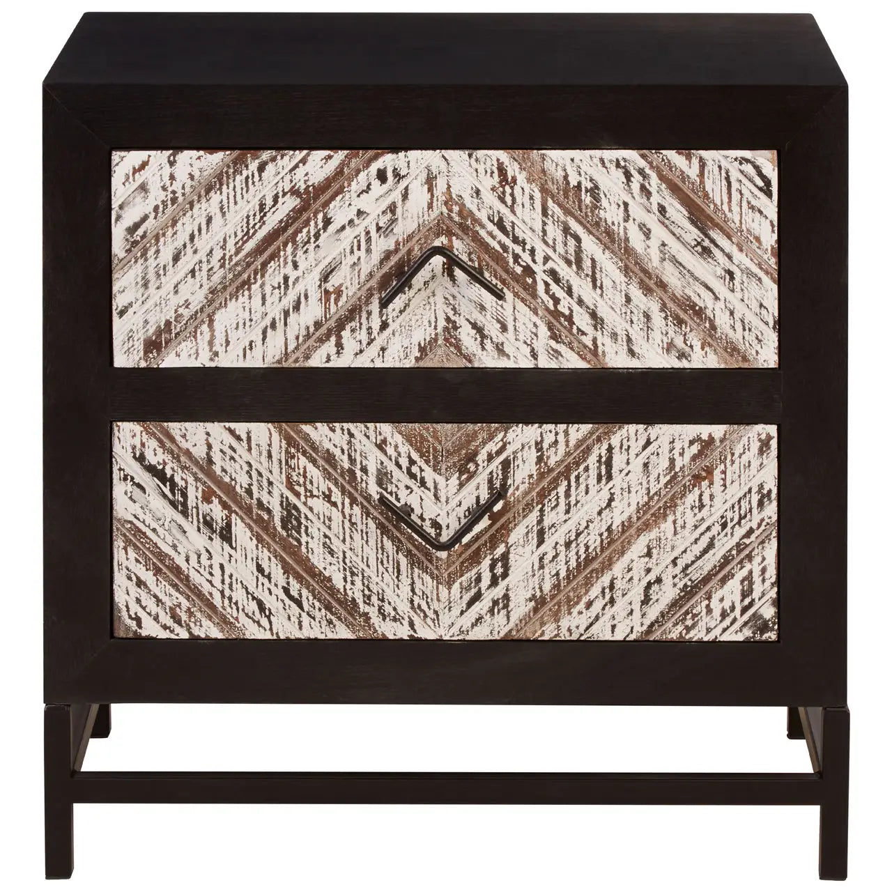 Lombok Black 2 Drawer Bedside Table
