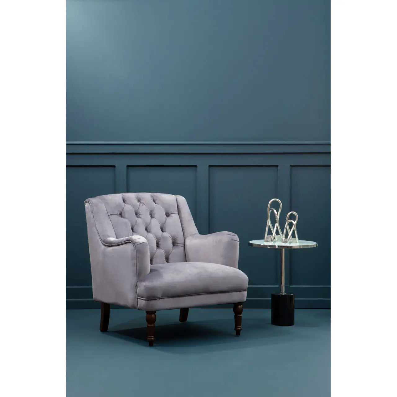 Lily Grey Velvet Armchair