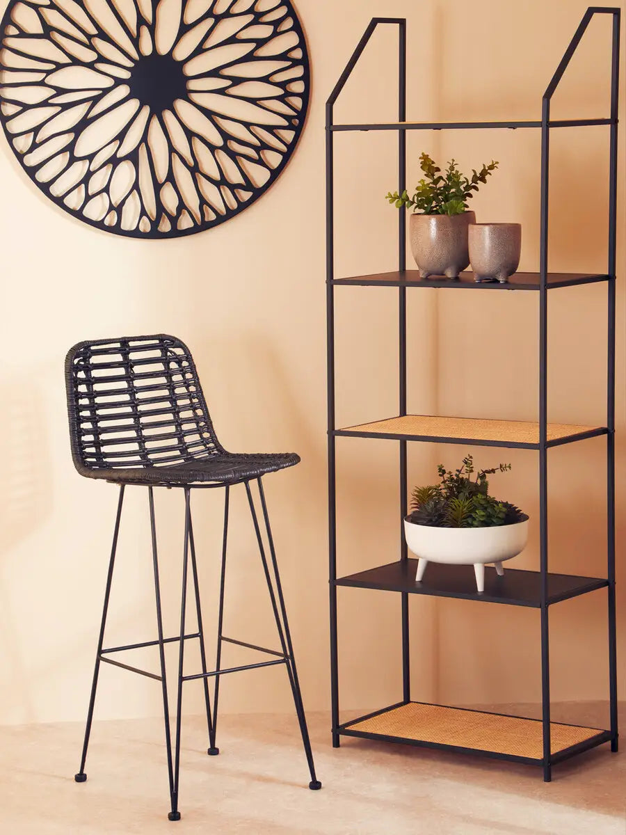 Lagom Black Natural Rattan Bar Chair