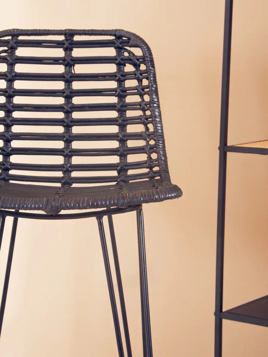 Lagom Black Natural Rattan Bar Chair