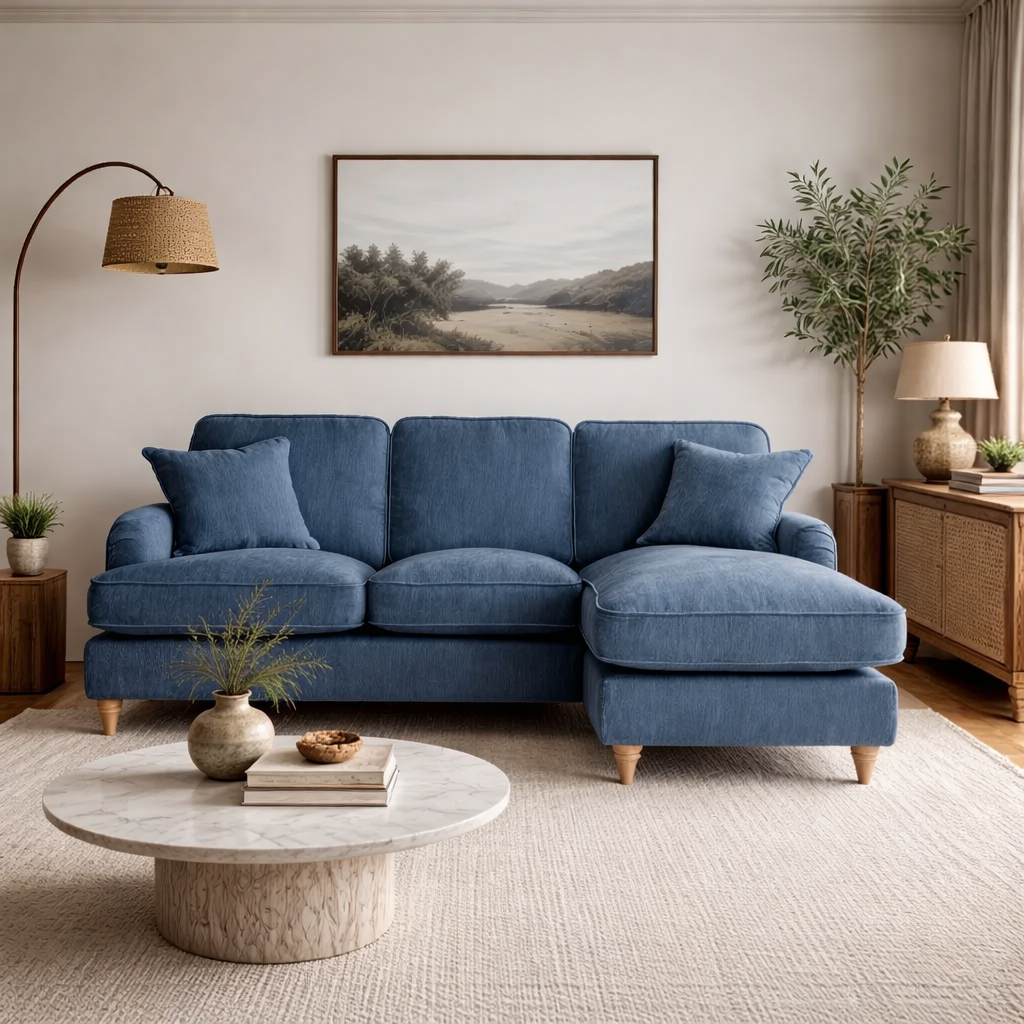 Right Hand Chaise Sofa Manhattan Navy The Great Sofa Company | Piper | Vienna | Arthur | Emeline | Swift | Morris