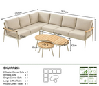 Berne Range Modular Corner Sofa Rope Set with 2 Coffee Tables with Teak Wood Top