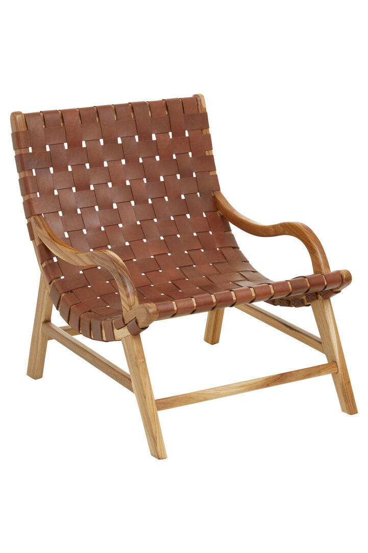 Kendari Brown Woven Leather Chair