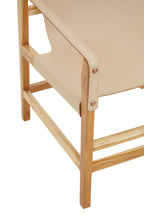 Kendari Cream Leather and Teak Wood Chair