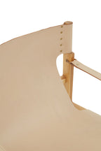 Kendari Cream Leather and Teak Wood Chair