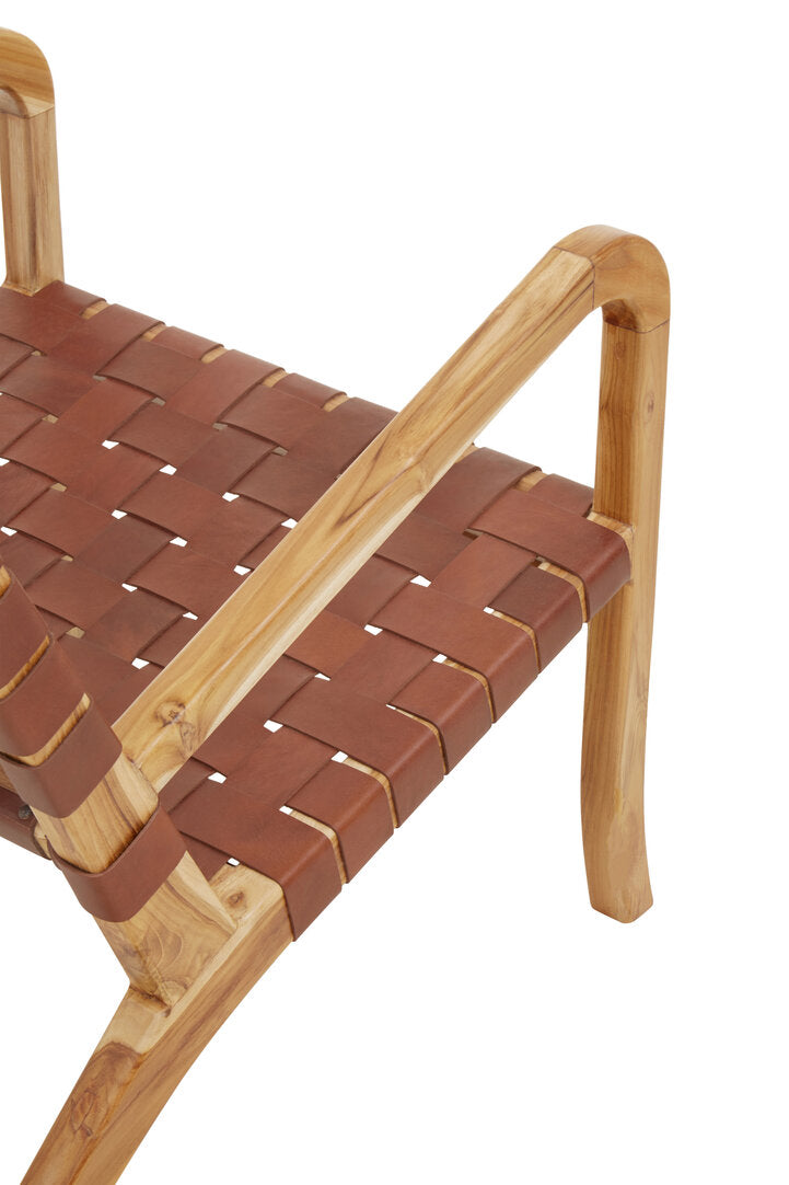 Kendari Dark Brown Leather and Teak Chair