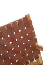Kendari Dark Brown Leather and Teak Chair
