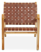 Kendari Dark Brown Leather and Teak Chair