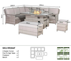 Havana Range High Back Left Hand Corner Sofa Set with Fire Pit Rising Table
