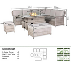 Havana Range High Back Right Hand Corner Sofa Set with Fire Pit Rising Table