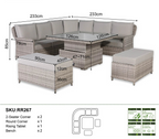 Havana Range Round Corner Sofa Set with Rising Table