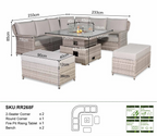 Havana Range Round Corner Sofa Set with Fire Pit Rising Table